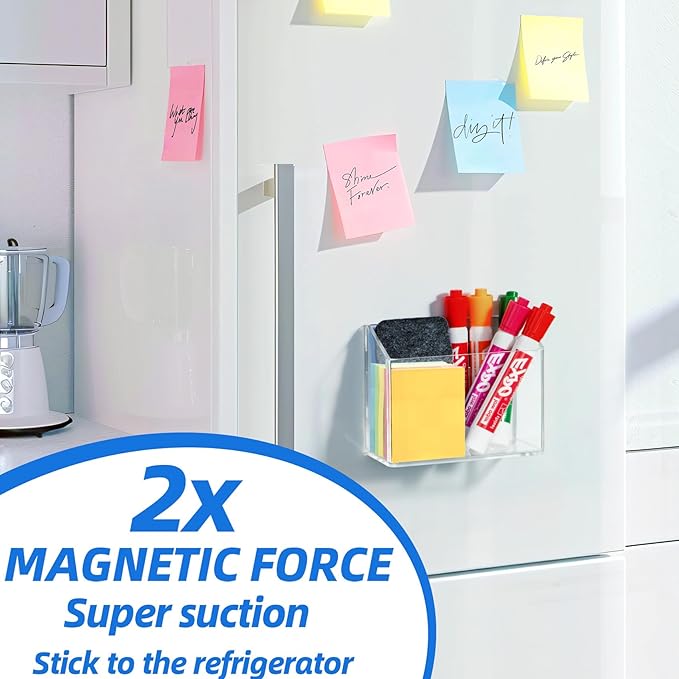 Simetufy Whiteboard Marker Holder, Strong Magnetic Dry Erase Marker Holder for Marker, Pens, Pencils, etc, Non-slip Acrylic Magnetic Pen Holder for Fridge, Lockers, Whiteboards - Transparent, 1 Pack