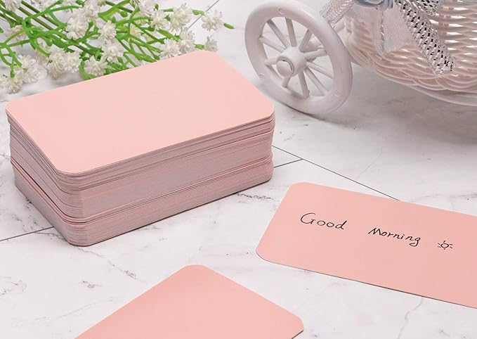 Penta Angel 100 Pcs Mini Paper Blank Gift Notes Cards DIY Craft Small Word Business Message Cards (Pink)