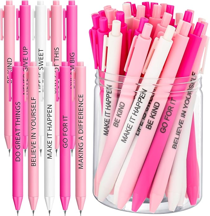 50 Pcs Gel Ink Pens Motivational Inspirational Quote Pen Retractable Rolling Ball Smooth Writing for Coworkers Supplies Office Home(Elegant Color,Boss Lady)