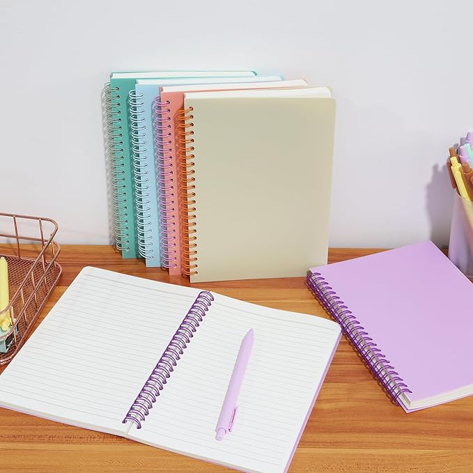 5 Pack Lined Spiral Journal Notebook for Women & Men, 8.3" x 5.7",80 Sheets/160 Pages College Ruled Notebook, A5 Plastic Hardcover Notebook for Office,School,Home