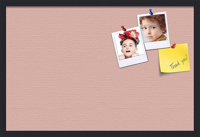 PinPix 30x20 Inch Cork Bulletin Board. This Decorative Framed Pin Board Comes with Pink Pastel Design and a Satin Black Frame. Ideal for Home Office Decor or Message Board (PinPix-1813)