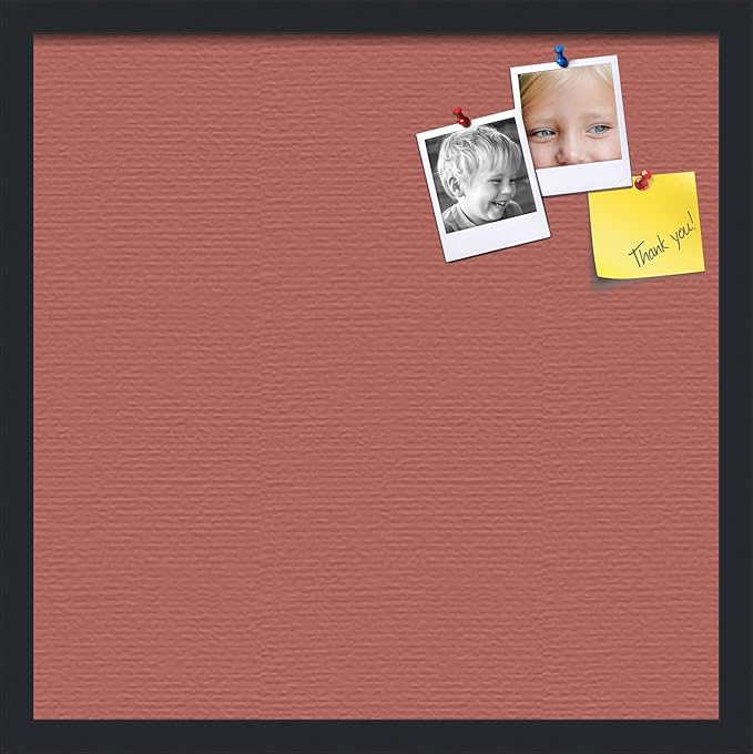 PinPix 20x20 Inch Cork Bulletin Board. This Decorative Framed Pin Board Comes with Crimson Pastel Design and a Satin Black Frame. Ideal for Home Office Decor or Message Board (PinPix-1807)