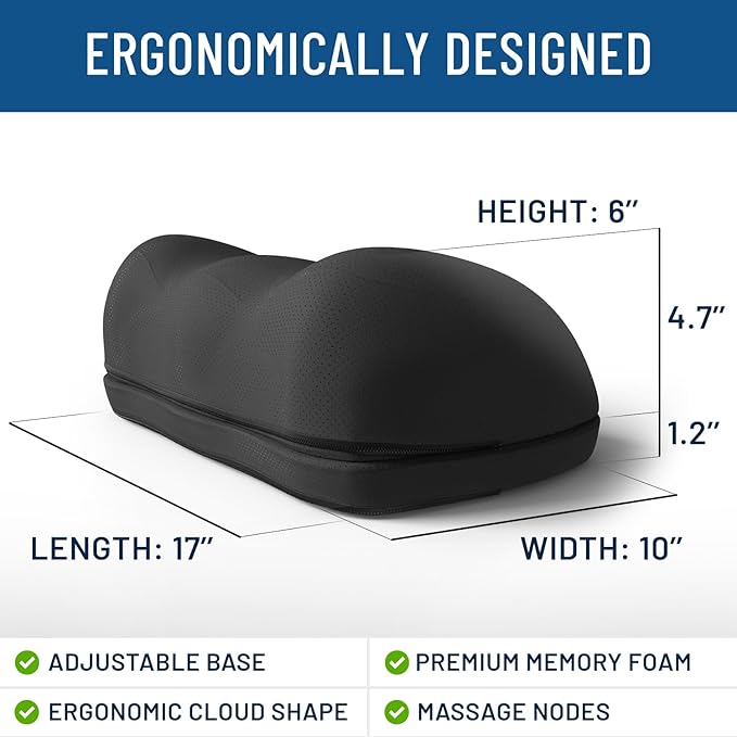 Everlasting Comfort Foot Rest for Under Desk at Work with Pressure Point Nodes - Memory Foam Office Foot Stool & Under Desk Footrest Leg Elevation Pillow for Gaming & Home Office, Supports Posture