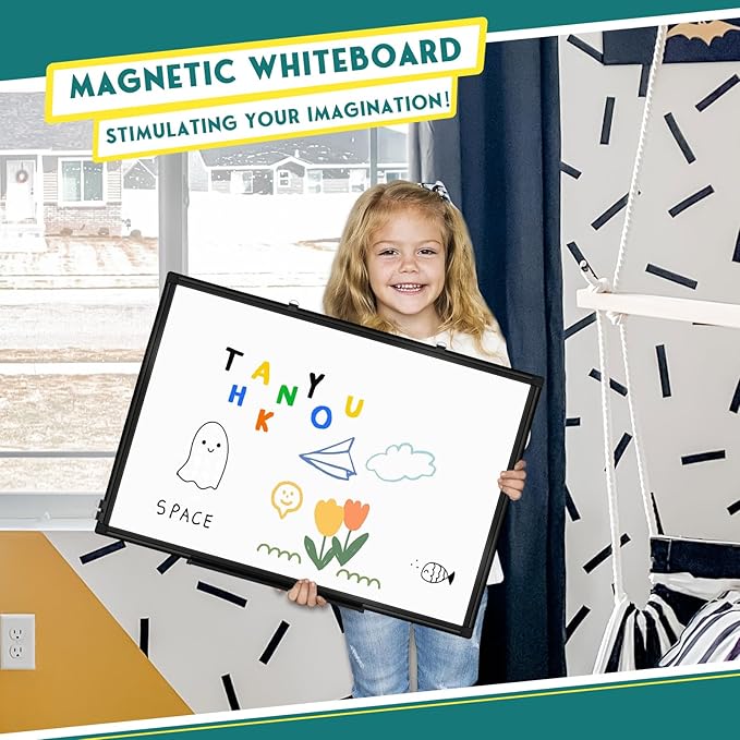 Double Sided Magnetic White Board, 36"x24" Dry Erase Whiteboard for Wall with Aluminum Frame Presentation Board for School, Office and Home
