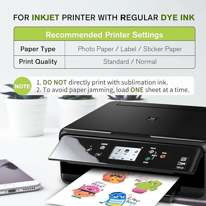 A-SUB 25 Sheets Vinyl Sticker Paper for Inkjet Printer - Glossy Printable Vinyl 8.5x11 Inch Waterproof Sticker Paper for DIY Any Decal You Like