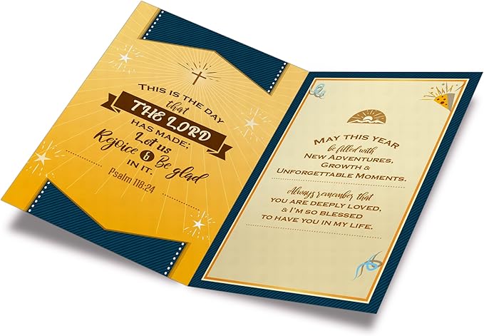 Prime Greetings Religious Birthday Card For Grandson, Made in America, Eco-Friendly, Thick Card Stock with Premium Envelope 5in x 7.75in, Packaged in Protective Mailer