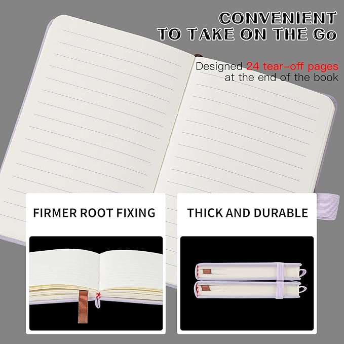 Animusphere 2Pack Pocket Notebook Small Notebook Journal Notebook 4 inches x 5.7 inches 200 Pages Leather Cover With Pen Holder Page Marker Ribbons (Purple)