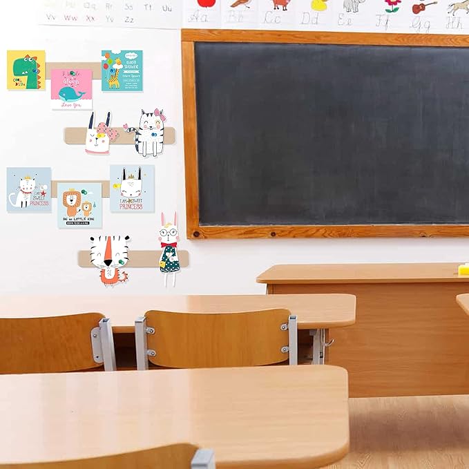 5 Pack Felt Pin Board Bar Strips Bulletin Board for Bedrooms Offices Home Wall Decoration, Notice Board Self Adhesive Cork Board with 35 Push Pins for Paste Notes, Photos, Schedules (Camel)