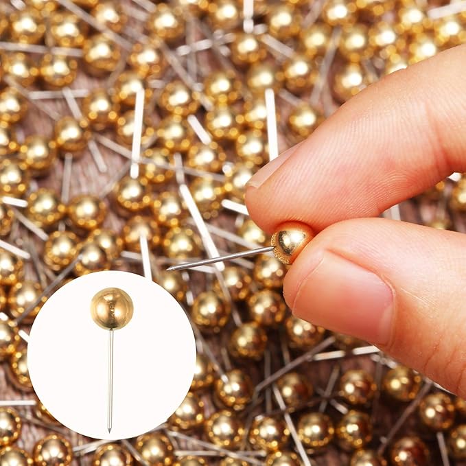 Map Tacks Push Pins Small Size 300 Packs (Gold, 1/5 Inch)