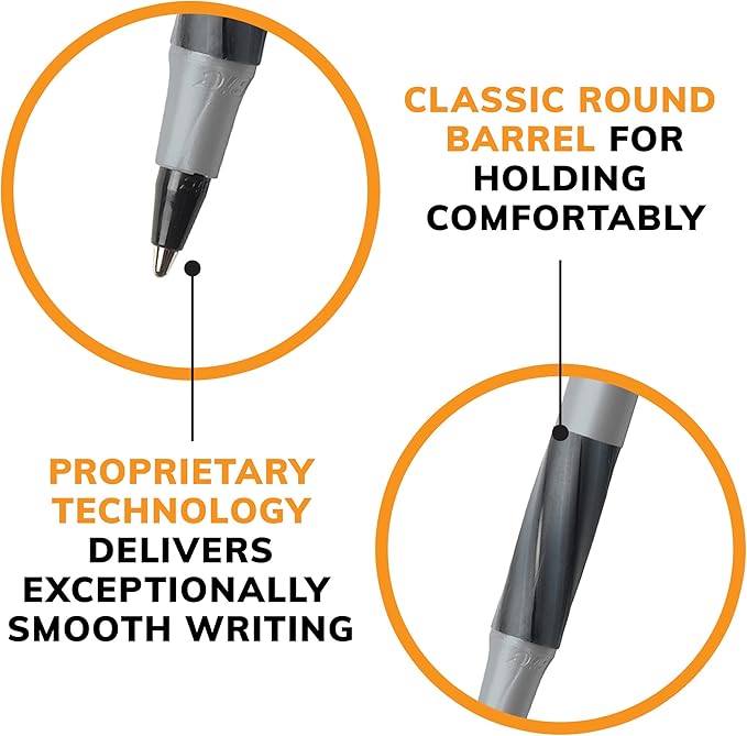 BIC Round Stic® Grip™ Xtra-Comfort Medium Ball Point Pen, Black, 12 Pack