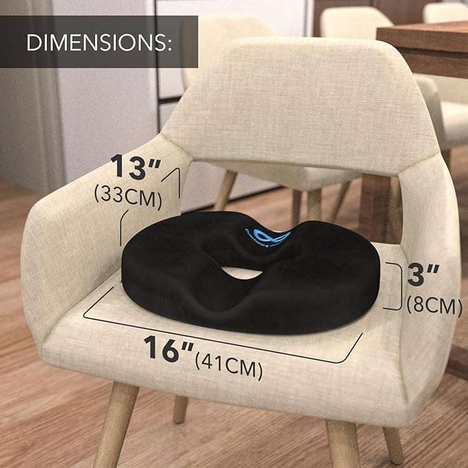 Everlasting Comfort Donut Pillow for Hemorrhoids, Tailbone Pain Relief Cushion - 2-in-1 Hemorrhoid Pillow & Seat Cushion - Memory Foam Donut Pillow for Tailbone Pain - Butt Pillow & Butt Cushion