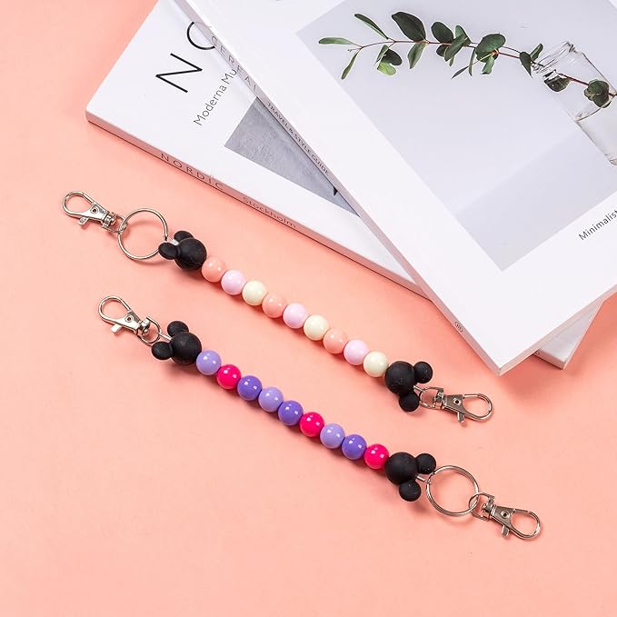2Pcs Mouse Ear Holder for Backpack Beaded Lanyard Keychain Park Trip Essentials Headband Hanging Display Accessories