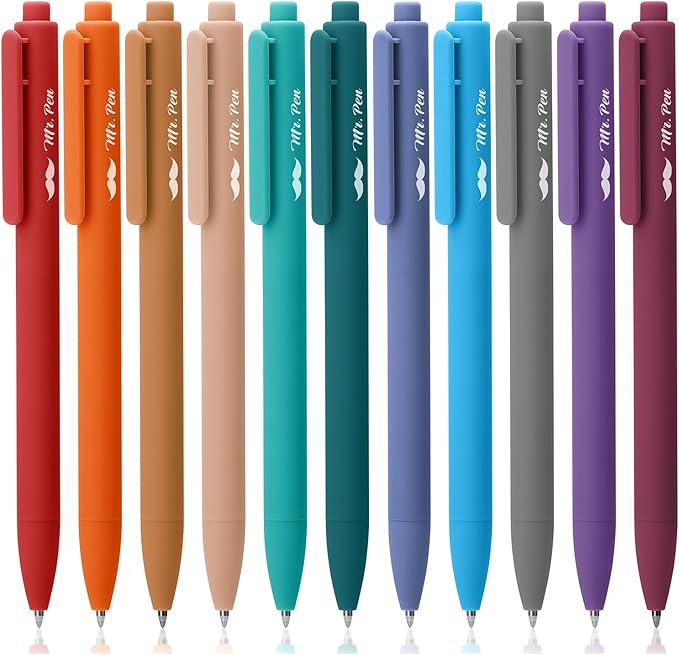 Mr. Pen- Retractable Gel Pens, 11 Pack, Unique Dark Vintage Ink Colors Gel Pens Fine Point 0.7mm, Vintage Pen, Retractable Pens, Gel Ink Pens, Aesthetic Pens for Journaling Fine Tip Pens