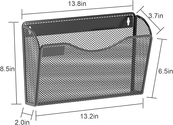 samstar 6 Pack Mesh Wall Mounted File Holder Metal Wall File Pocket Mail Organizer for Office/Home(with Label Panel)