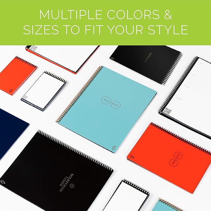 Rocketbook Smart Reusable Notebook, Flip Executive Size Spiral Notebook, Lunar Winter, (6" x 8.8"")