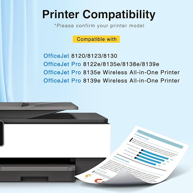 923 Ink Cartridges Combo Pack Without Chip Replacement for HP 923 Ink Cartridges for hp Printers Work for HP OfficeJet 8130e 8135e 8138e 8139e 8130 OfficeJet 8120 8122e 8123 Printer,4 Pack