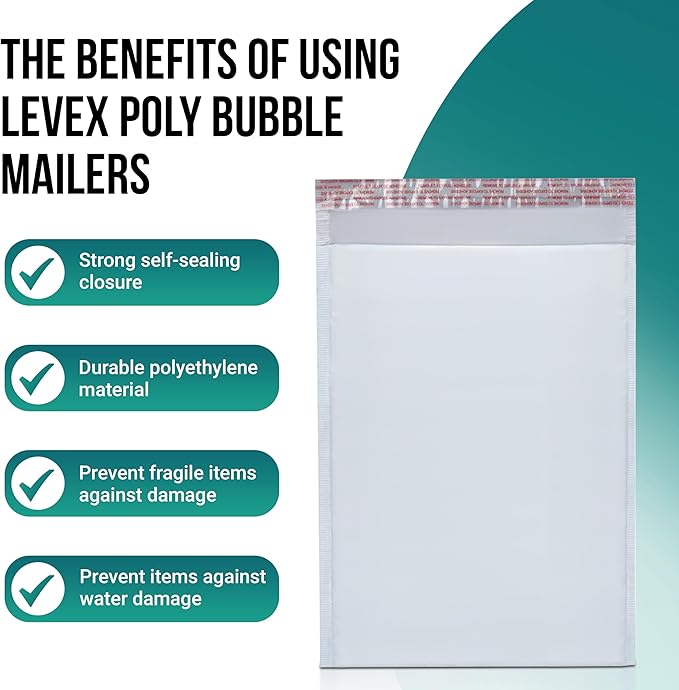 Levex - #7 14.25" x 20" [5 Pack] Poly Bubble Mailers, Padded Envelope Mailers, Packing Envelope & Mailing Bags for Shipping