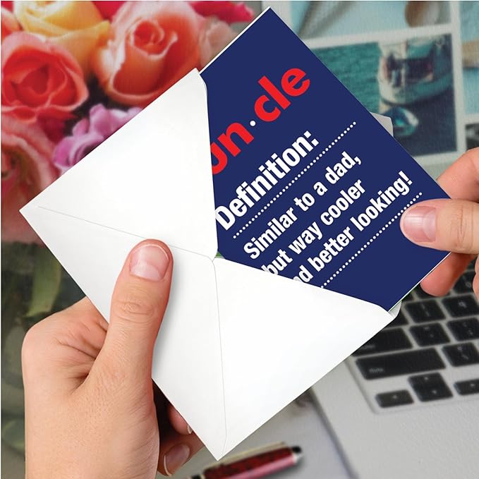 NobleWorks - 1 Funny Happy Birthday Notecard - Uncle Humor Greeting Card with Envelope - Funcle C7232BDG