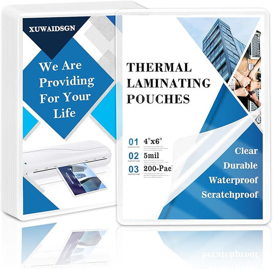 200 Pieces 4x6 Thermal Laminating Pouches 5Mil Photo Recipe Laminating Sheet Index Card Laminating Pouches Card Pouches for Student ID Cards Work Permits Pass Cards