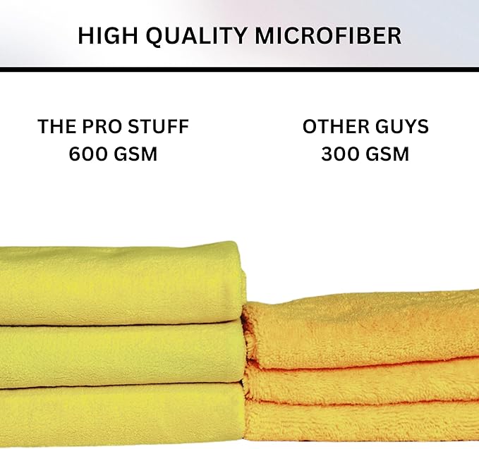 The Pro Stuff® Microfiber Towels for Cars, 600 GSM, Super Soft Drying Towels for Cars, Dual-Sided for Cleaning, Washing and Buffing, Tagless, Scratch-Free, Lint Free Cloth (16”x16”) | Pack of 3