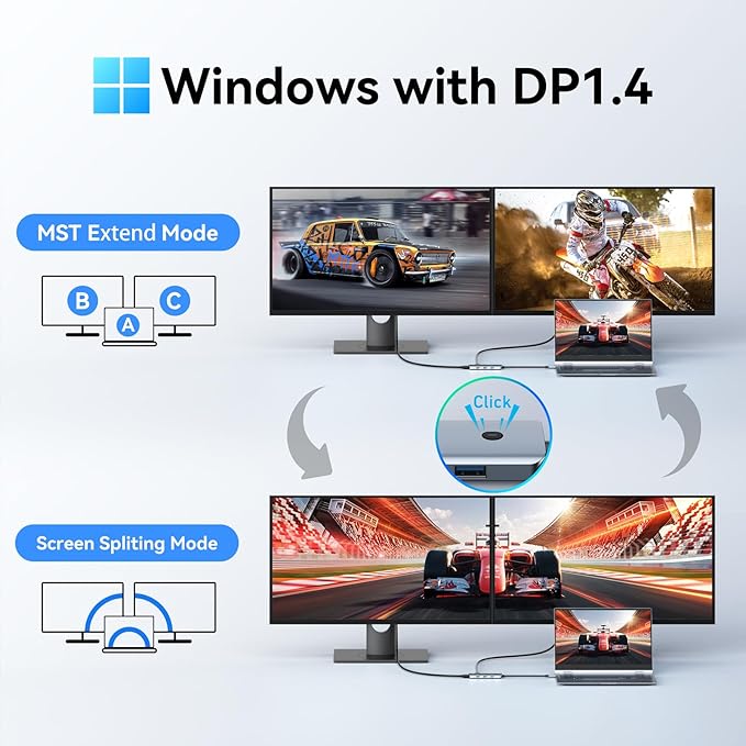 USB C Docking Station Dual Monitor, LIONWEI Laptop USBC Dock Multiport Adapter with 2 4K HDMI, 3 USB-A/3.0/2.0, 100W Power Delivery, 6-in-1 for MacBook/Surface/Lenovo/Dell/HP