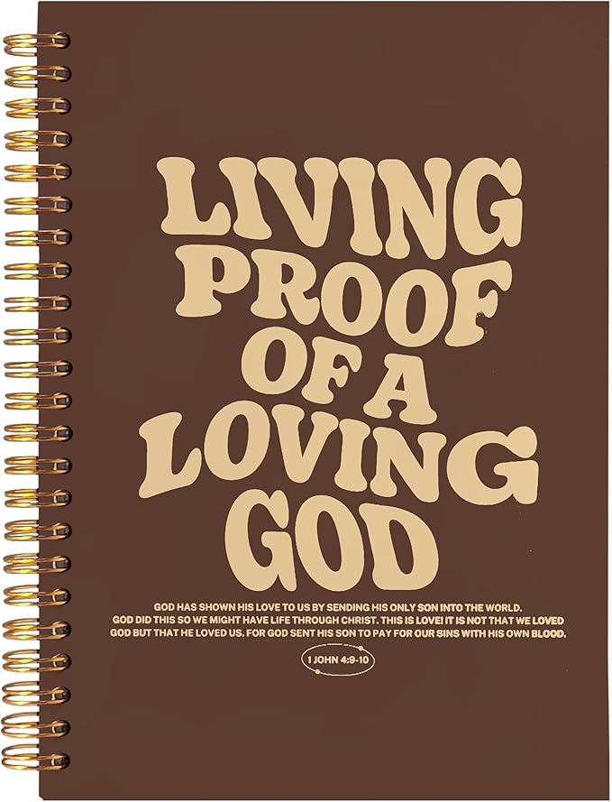 BearCake Christian Journals for Men, Living Proof of a Loving God Christian Notebook, Bible Notebooks for Note Taking, Bible Journaling Notebook, Hardcover Spiral Notebook 5.5x8.3