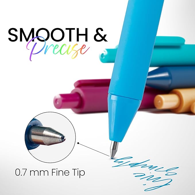 Loddie Doddie Gel Pens - 8-Pack 0.7 mm Medium Point Retractable, No Bleed, Smooth Writing Neon Ink for Journaling & Note Taking