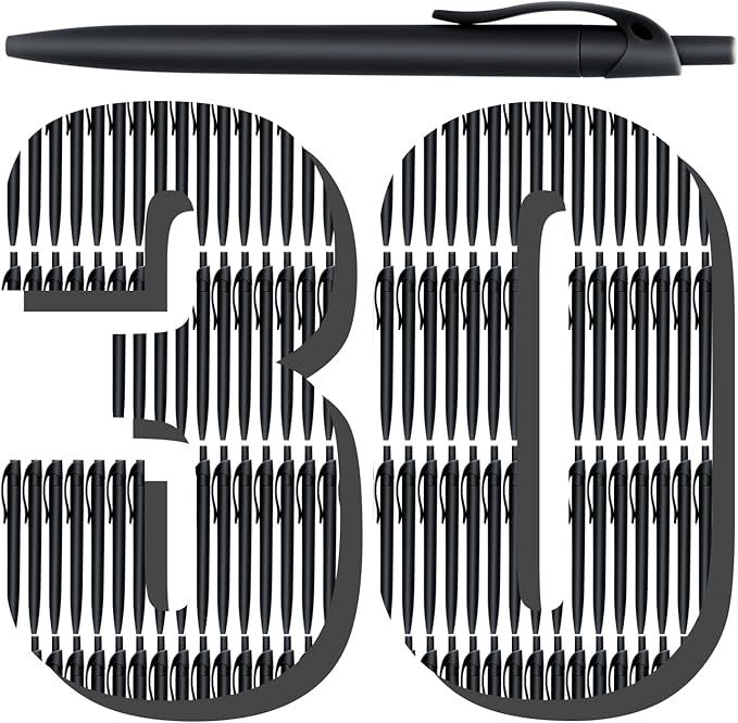 Aozora Pens Bulk 30 Pack Black Click Pens No Bleed Wholesale Retractable Ballpoint Pens Medium Point,Smooth Ink Pens for Journaling School Office Supplies 1.0MM Black Ink