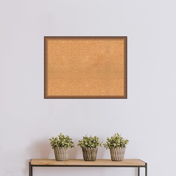 Amanti Art Natural Cork Board for Wall, 24x32 Vision Board with Bronze Frame, Large Corkboard Office Decor for Home Organization, Modern Corkboard Pinboard to Display Items for Home Organization in