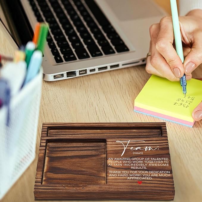 Thank You Team Sticky Note Holder, Team Gifts for Employees, Team Appreciation Gifts for Coworkers, Team Building Gifts for Employees, Teamwork Gift Desk Self-Stick Note Pad Holders TZP08