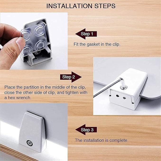 4PCS Desk Dividers Office Partitions, Privacy Desk Panel Protective Sneeze Guard, Acrylic Plexiglass Shield with Clamps for Offices Schools Call Centers - 23.6”L X15.8”W（Black）