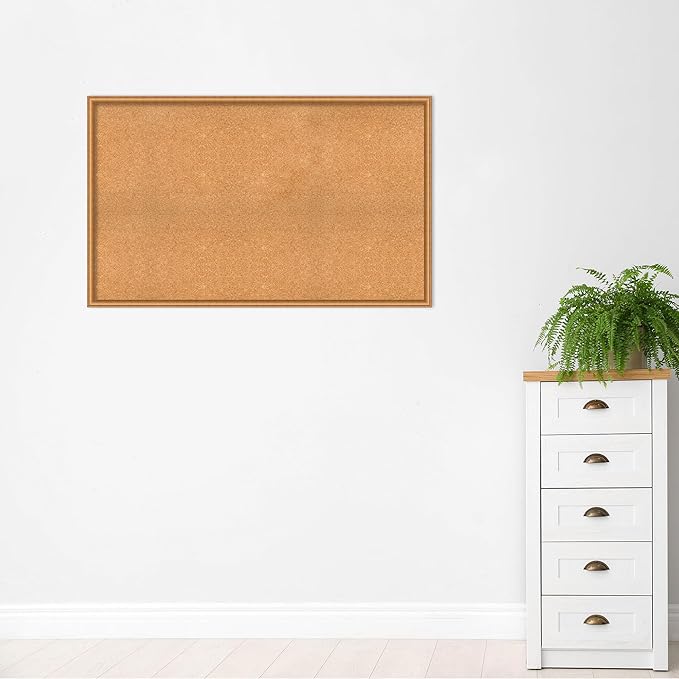 Amanti Art Natural Cork Board for Wall, 32x52 Vision Board with Bronze Frame, Oversize Corkboard Office Decor for Home Organization, Casual Corkboard Pinboard to Display Items for Home Organization