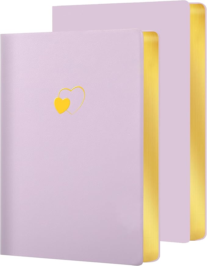 CAGIE Lined Journal Notebook for Women and Girls 256 Pages Cute Diary with Heart-Shaped Leather Journals for Writing A5 Soft Cover Notebooks for Work School (Purple2, A5)