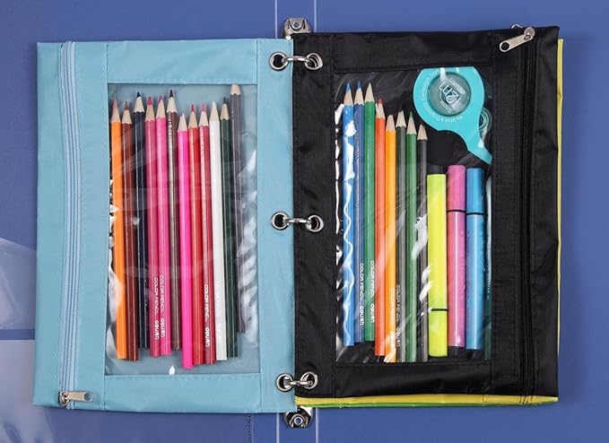24 Packs 3 Ring Binder Pen Pencil Case Pouch Bulk Set Stationery Bag for School Class Office Orange