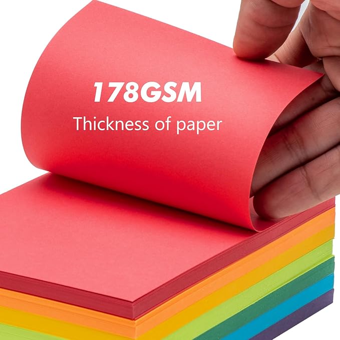 Index Cards 210-Count 4x6 Inch,178GSM Heavyweight Set of 7 Colors Paper Multicolor Study Cards (Rainbow)