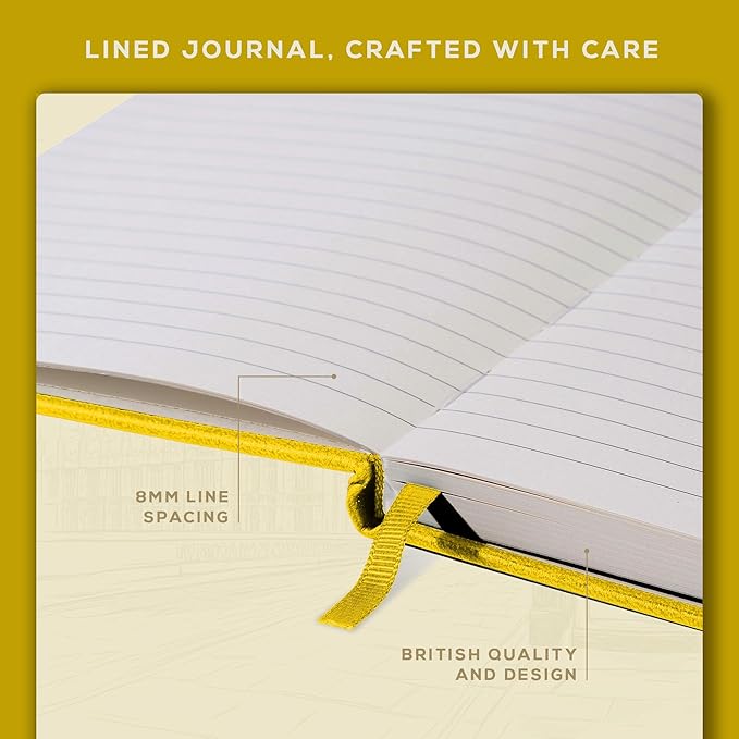 BEECHMORE BOOKS Lined Journal Notebook, 5.8 x 8.3 inch, A5 160 Lined Pages, Hardcover Leather Journals for Women, Men, Writing and Notebooks for Work - 120 GSM Thick Paper, Gifts Box Included