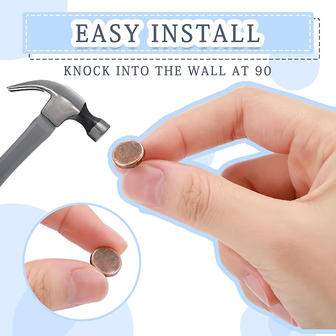 30 Pieces Push Pins, Metal Thumb Tacks for Picture Photo Hanging, Wall Pins for Board Posters Bulletin Maps, Wall Tack for Office Home Decorative(Red Bronze)