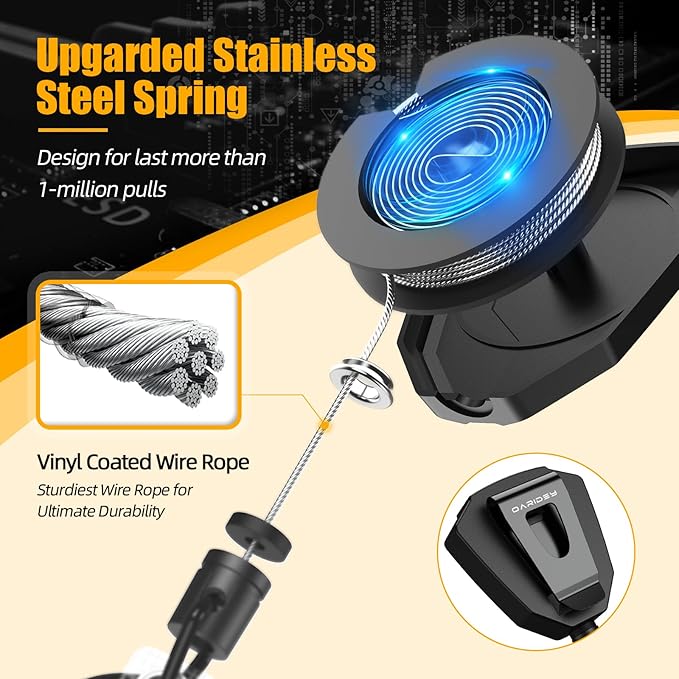 Oaridey Heavy Duty Retractable Keychain with Belt Clip, Retractable Badge Holders with Carbon Fiber Front, Badge Reels Retractable with Key Ring and 31.8” Steel Cord, 9oz Rebound - 4 Packs