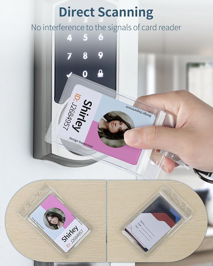 Pawfly 50 Pack Vertical ID Card Badge Holder Waterproof Clear Card Sleeve Case Cover Heavy Duty Card Protector Pouch with Resealable Zip for Proximity Key Card Driver’s License and Credit Card