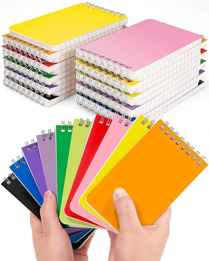 Mini Spiral Notebooks Bulk 3x5 Inch Memo Pads, 30 Packs Small Notepad Top Bound, 10 Vibrant Colored, 60 Sheets/120 Pages Pocket Notepads for Home, School, College, Office, Work, Travel