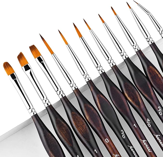 Miniature Paint Brushes, Fuumuui 11pcs Micro Detail Paint Brushes for Model, Citadel, Vallejo, DND, Paint by Numbers - Fine Paint Brush Set for Acrylic, Watercolor, Oil
