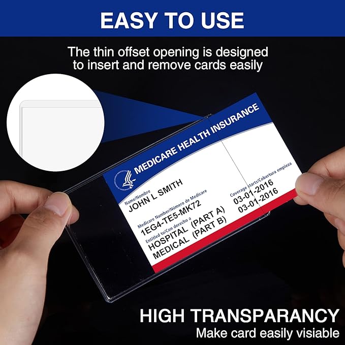New Medicare Card Protector, 6 Pack Plastic Card Holder for Wallet Single 12 Mil Business Card Sleeve Waterproof Cards Plastic Protector for Credit Card Business Card Social Security Card