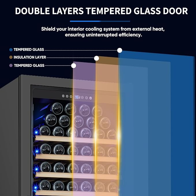 200 Bottle Upgrade Wine Cooler Refrigerator - 24 Inch Large Capacity Wine Fridge Built-In Freestanding, with Quiet Compressor, Professional Temperature Control & Wine Cellar - Black