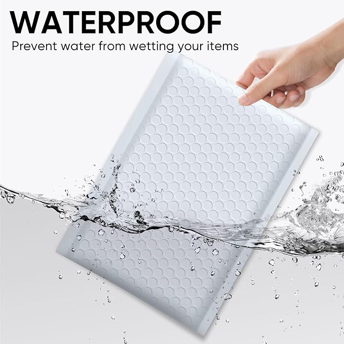 CHMI White Bubble Mailers 8.5 x 12 Inch 100 Pack, Usable Size 8.25X12 Inch Poly Mailers,Mailing Envelopes,Shipping Mailer，Opaque Self Seal Adhesive Waterproof Bags for Packaging and Shipping.