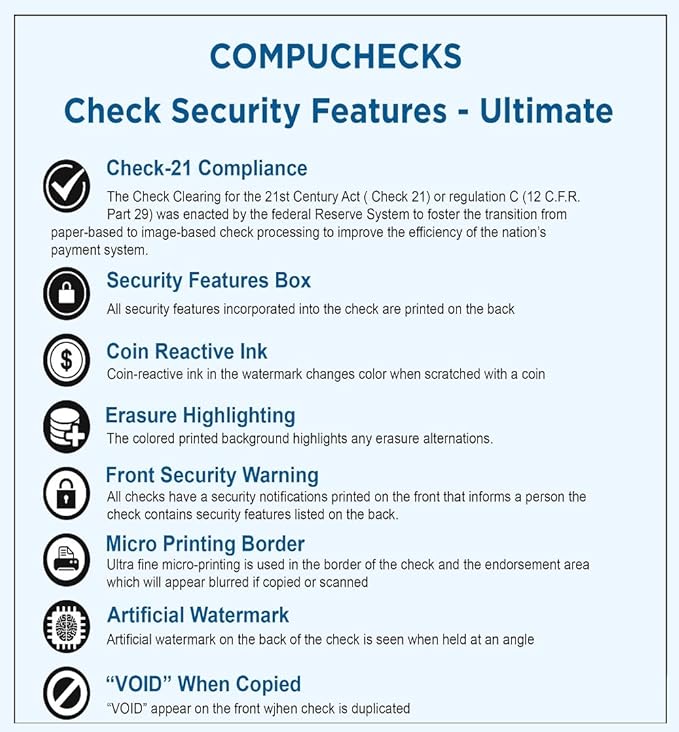 Compuchecks Check on Top Blank Check Paper - 2500 Pack, Quick-Books & Laser Printer Compatible - Security Business Checks with Voucher - 8.5" x 11" Green Diamond