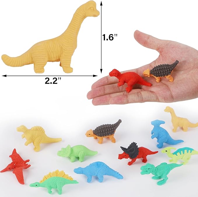 72 Pcs Animal Erasers for Kids, Dinosaur 3D Puzzle Eraser Bulk, Mini Dinosaur Toys, Desk Pets for Students, Classroom Prizes, Party Favors