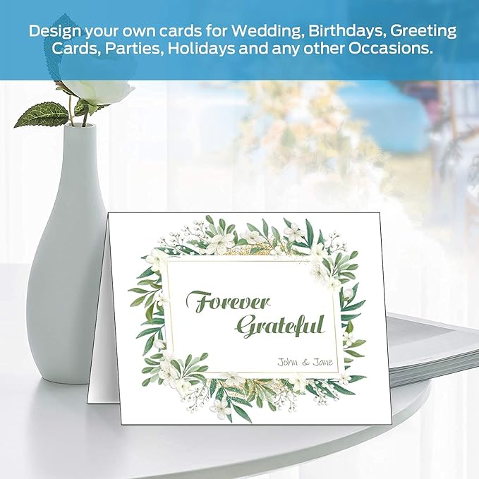Blank White Cards and Envelopes 100 Pack, Ohuhu 4 x 6 Heavyweight Folded Cardstock and A4 Envelopes for DIY Greeting Cards, Wedding, Birthday, Invitations, Thank You Cards & All Occasion