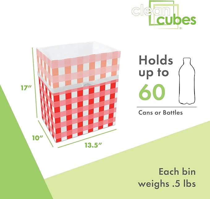 | 13 Gallon Disposable Trash Cans (3-Pack) with Fitted Trash Bags - Reusable Garbage and Recycling Bins for Parties, Events, and More (Picnic - 17" Height x 13.5" Width x 10" Depth)