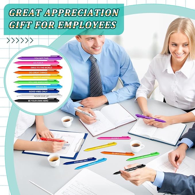 50 Pcs Gel Ink Pens Motivational Inspirational Quote Pen Retractable Rolling Ball Smooth Writing for Coworkers Supplies Office Home(Assorted Color,Motivational)