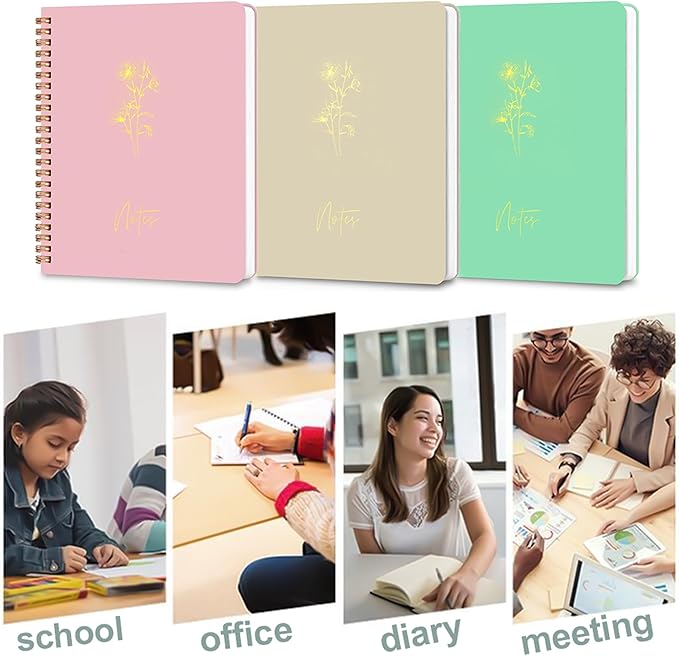 Spiral Notebook Journal For Women & Men College Ruled Notebook With Large Pockets And Lined Pages - Perfect to Stay Organized and Boost Productivity at Work or Note Taking (Green)